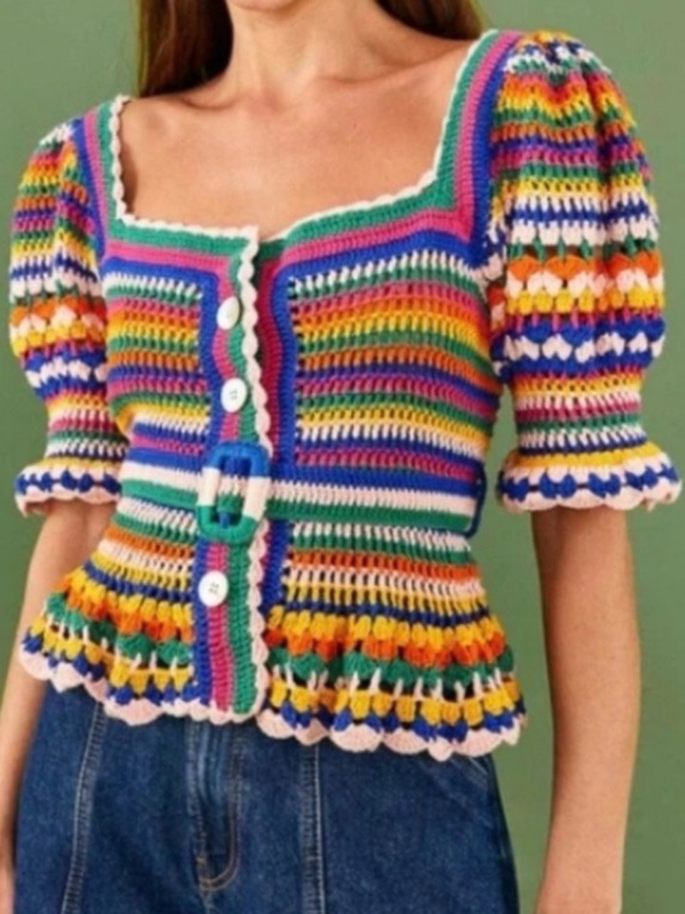 NWOT Farm Rio Crochet Blouse